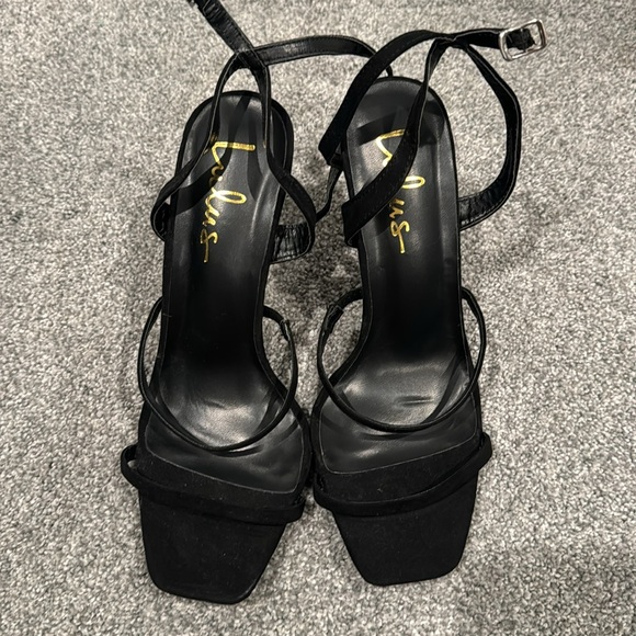 BRAND NEW Lulus Leticiya Black Suede Ankle-Strap High Heel Sandals size 9 - Picture 2 of 6